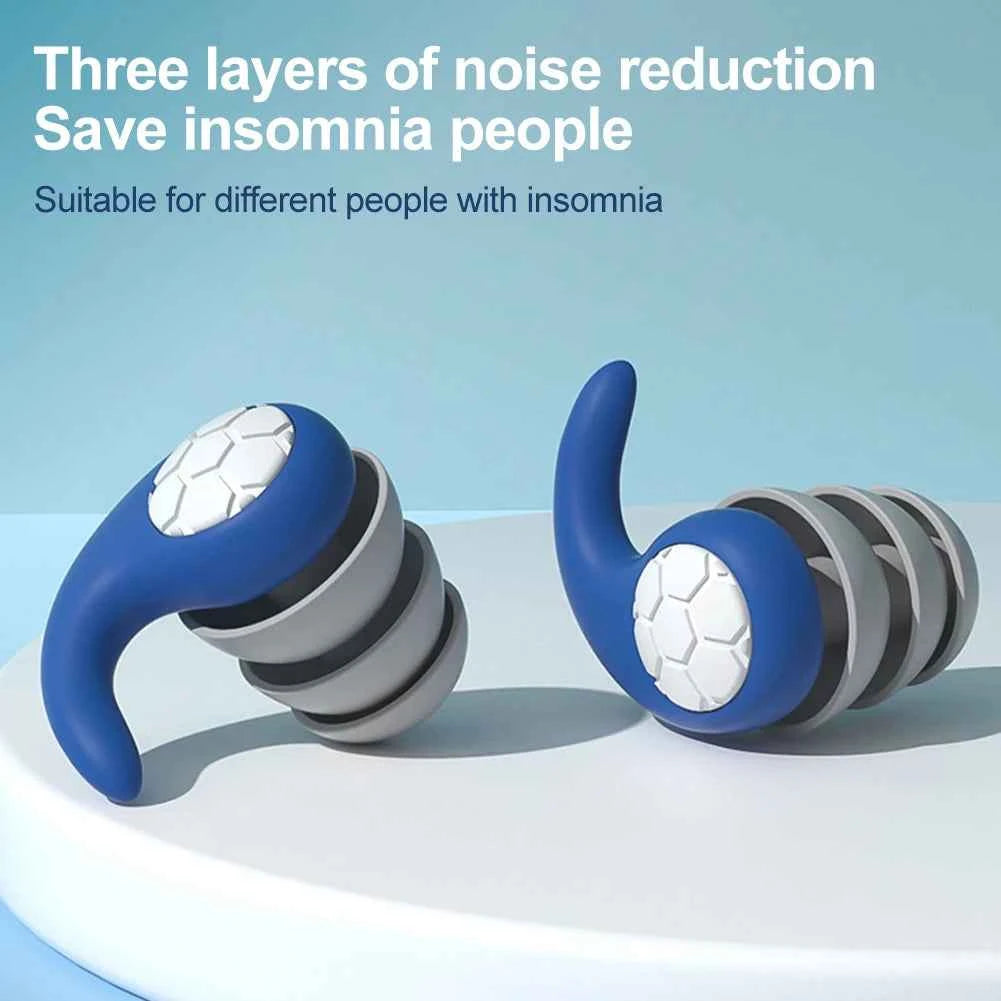 Silicone Noise Cancelling Earplugs Noise Filter Sleep Swimming Waterproof Three Layer Mute Earplugs