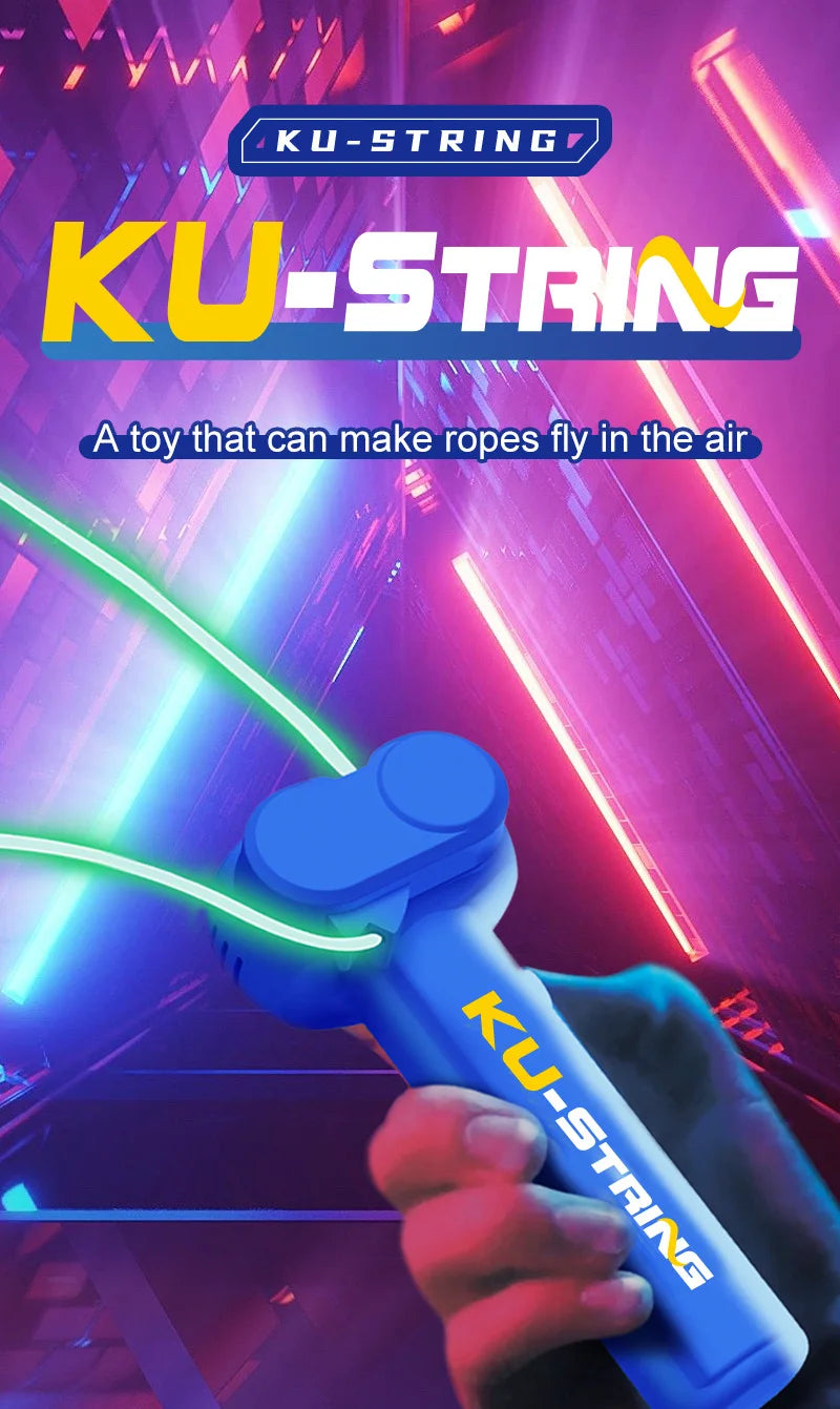 USB Rechargeable Glow String Launcher Toy Luminous Rope Shooter ABS Decompression Fidget Toy 3M Yarn for Kids Adults Party Gift
