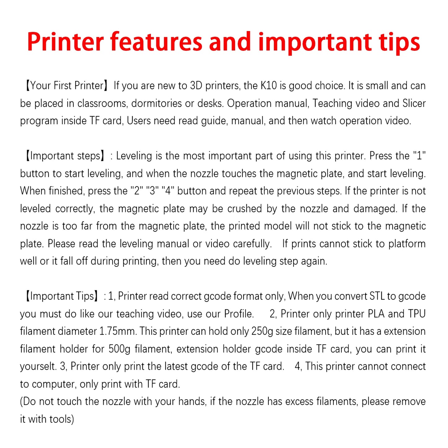 EasyThreed 3D Printer  Entry Level  Compatible with PLA TPU 1.75mm Filament  include Power Adaptor. - Shoppiline