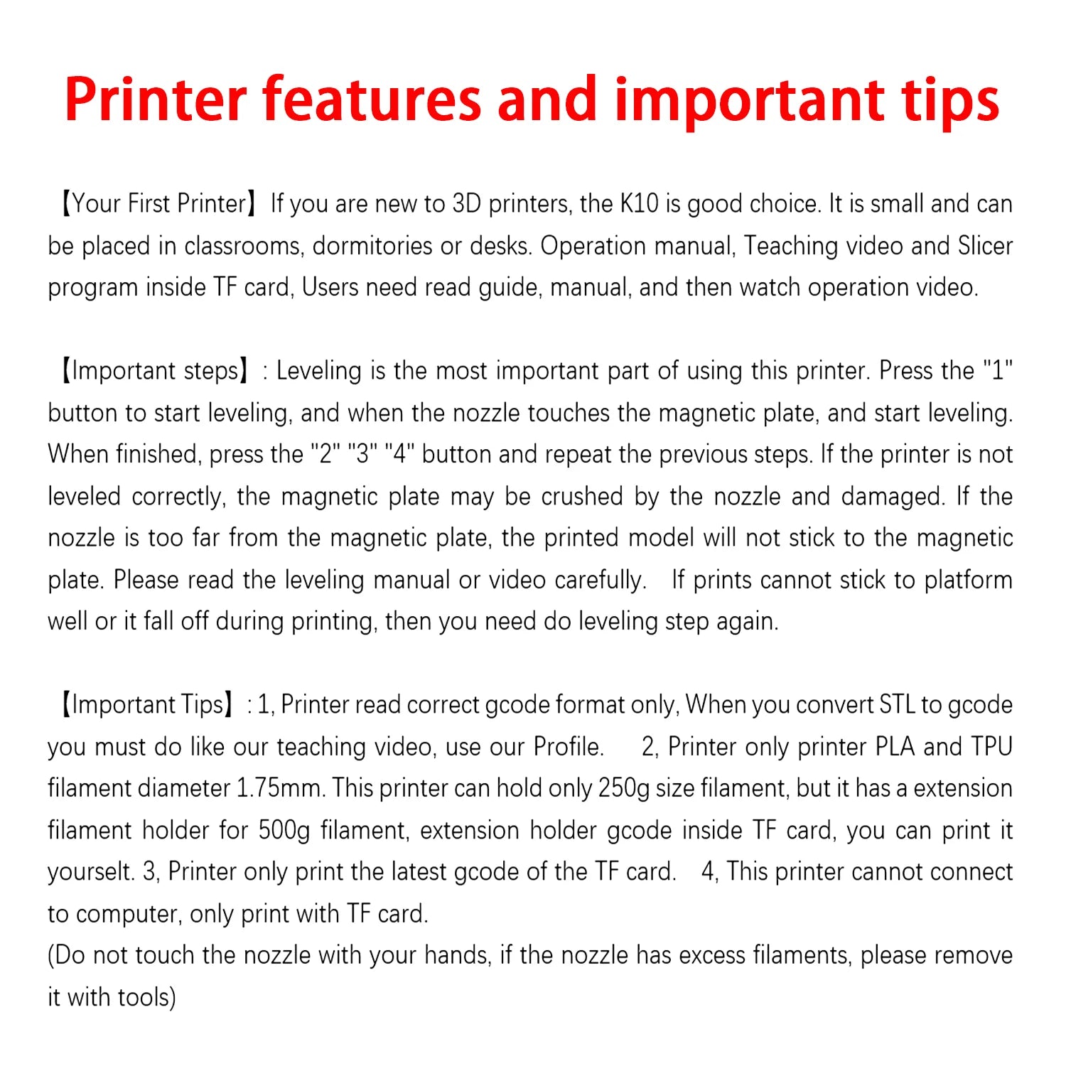 EasyThreed 3D Printer  Entry Level  Compatible with PLA TPU 1.75mm Filament  include Power Adaptor. - Shoppiline