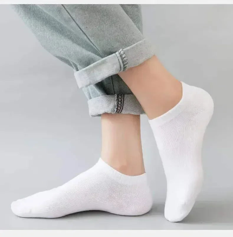 5/10 Pairs Unisex Ankle Socks Solid Color Black White Gray Cotton Deodorant Breathable Running Sports Socks New Spring Summer