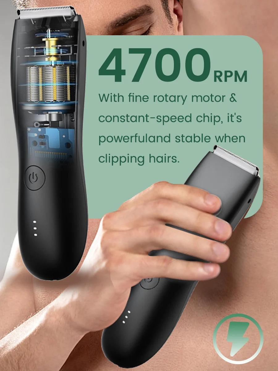 Men's Electric Groin & Body Shaver - Waterproof Dual Head Trimmer Kit w/ LED Light & Foil Blades - Shoppiline