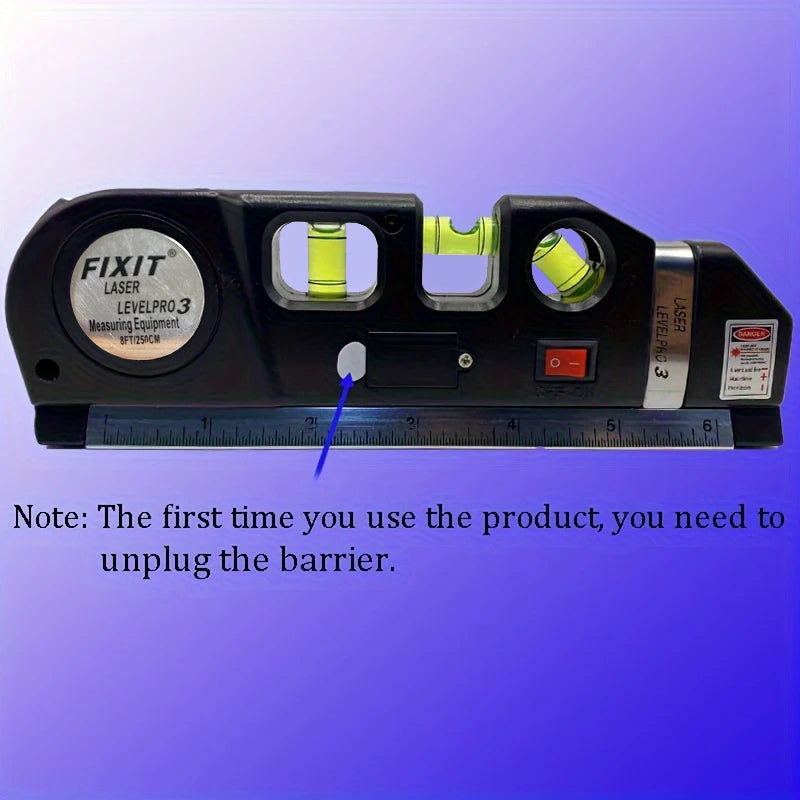 HOMEFISH Easy to Use Laser Level Line Tool Multipurpose Laser Level Kit Standard Cross Line Lase 8 Feet Measure Tape Ruler - Shoppiline
