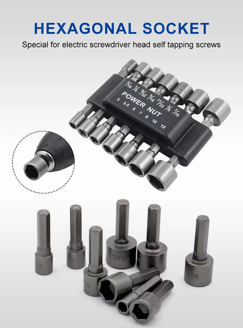 Powerful Socket Inner Hexagonal Wrench Hexagonal Handle Screwdriver Socket Extension Rod Pneumatic Screwdriver Insert Tool Set