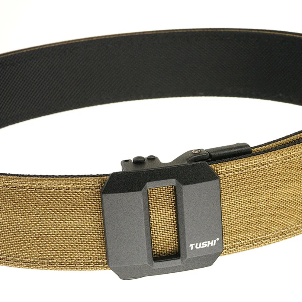 TUSHI Belt Hard Tactical Belt for Men Metal Automatic Buckle IPSC Gun Belt 1100D Nylon Military Belt Outdoor Sports Girdle Male