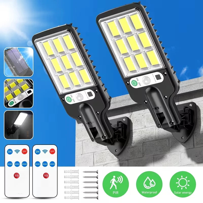 Outdoor Solar Wall Led Light with Human Body Motion Sensor 3 Modes Garden Terrace Garage Courtyard Waterproof Street Lighting