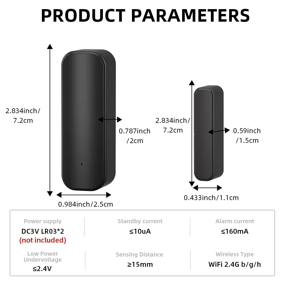 Tuya WiFi/ZigBee Door Window Sensor Smart Home Wireless Door Open Close Detectors APP Remote Alarm Work with Alexa Google Home