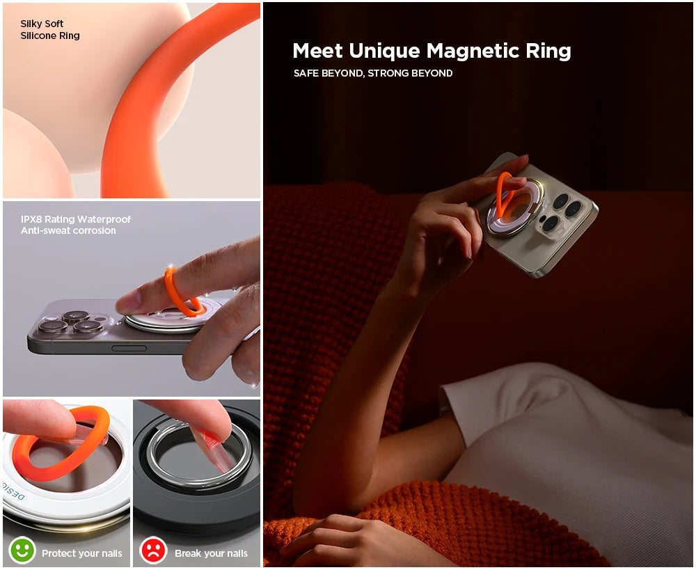 Joyroom Ring Phone Holder Colorful Magnetic Kickstand Silicone Ring Magnetic Phone Grip Holder Stand For iPhone Samsung Huawei - Shoppiline