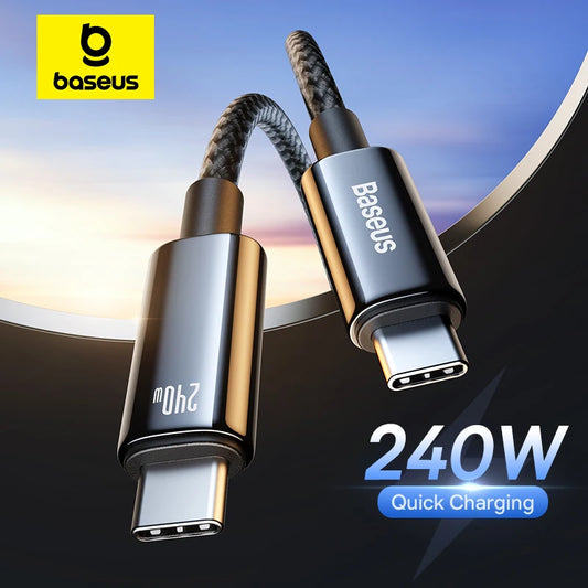 Baseus PD 240W Super Fast Charging Cables For iPhone 16 15 Plus Promax TypeC To USB Type C Wire Cable For Macbook iPad Data Cord - Shoppiline