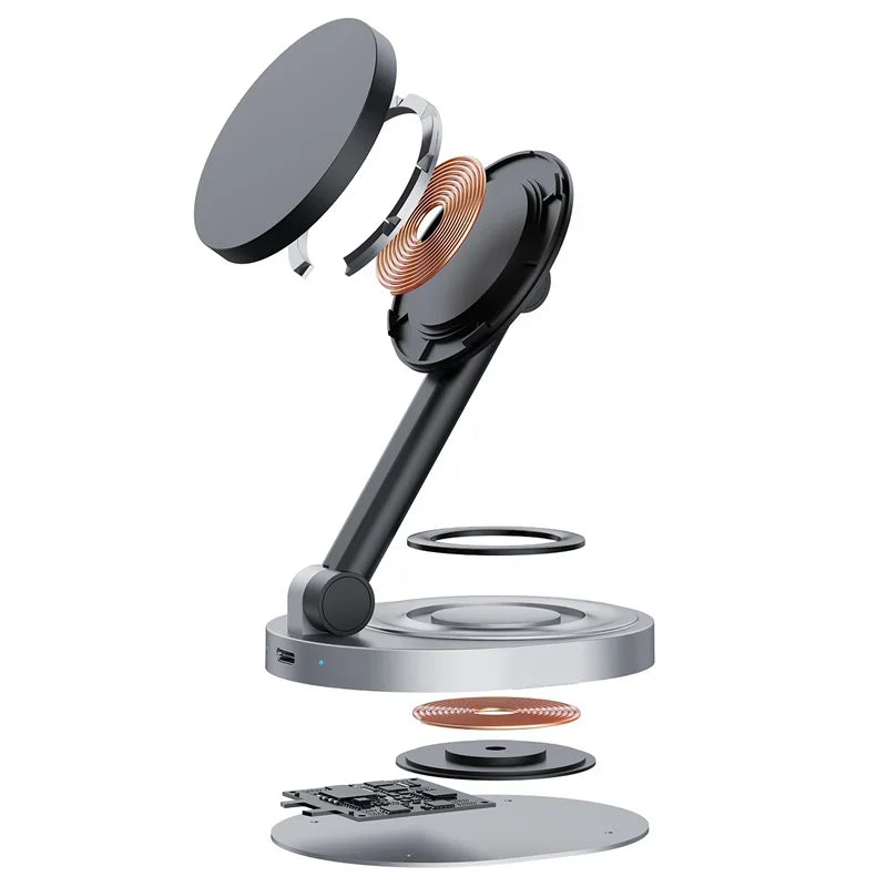 Magnetic 2 In 1 Wireless Charger Stand  Pad Fast Charging Station Dock For iPhone 15 14 13 12 Pro Max Apple Watch 8 7 6 Airpods - Shoppiline
