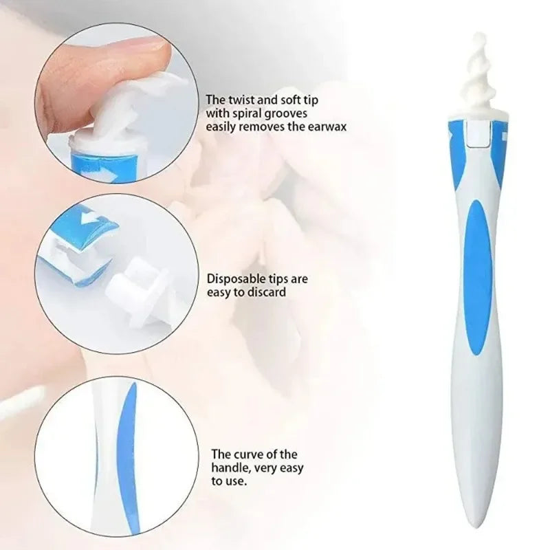 Ear Wax Remover Tool Ear Cleaner with Soft Silicone 16 Replacement Tips Simply To Grab Extract Earwax