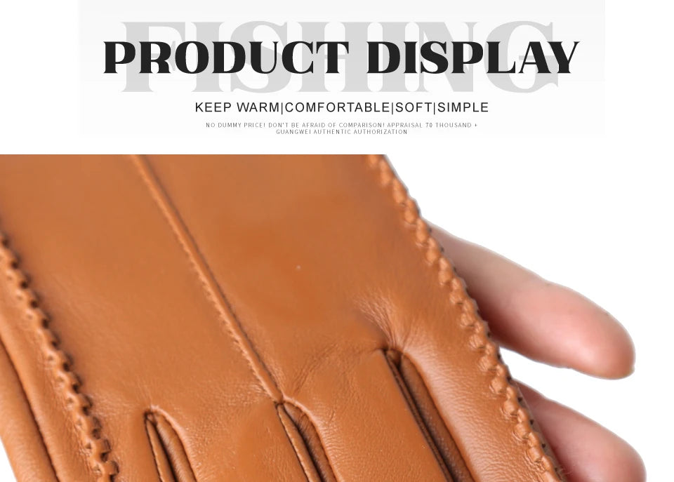 Women's sheepskin gloves winter warm plus velvet short thin touch screen driving color women's leather gloves good quality -2226