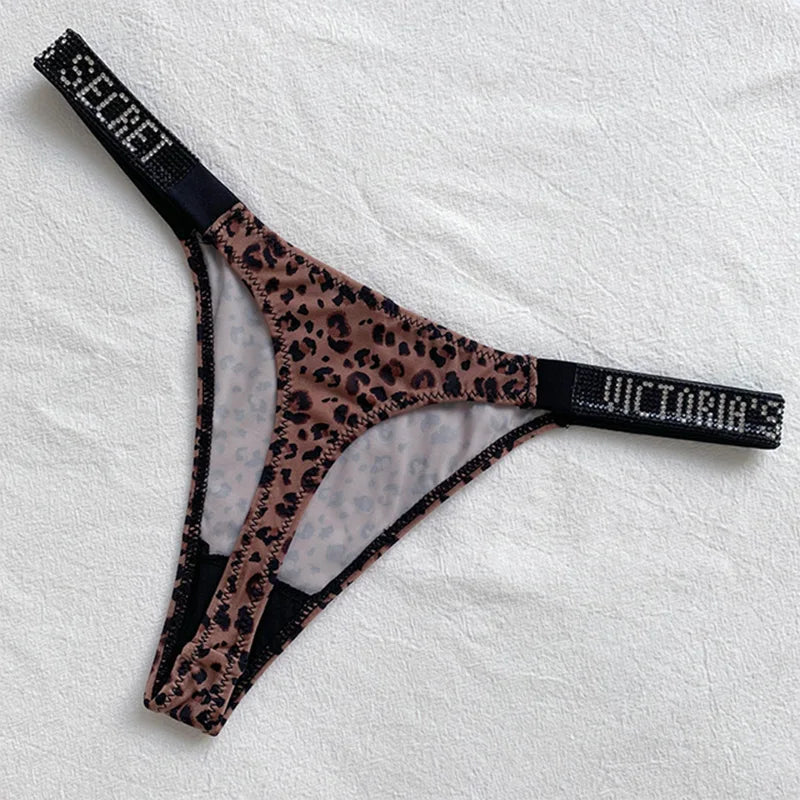 2025 New Sexy Pink Brand Lingerie Female Intimate Underwear Rise Women Panties Bra Rhinestone Letter Comfort Brief