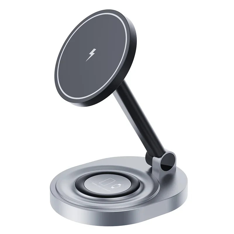 Magnetic 2 In 1 Wireless Charger Stand  Pad Fast Charging Station Dock For iPhone 15 14 13 12 Pro Max Apple Watch 8 7 6 Airpods - Shoppiline