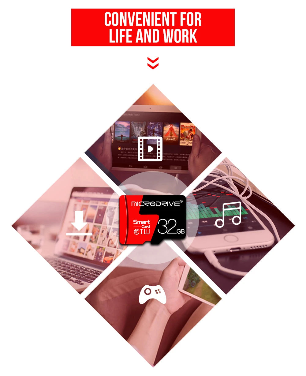 High speed Micro tf SD Card 4gb 8gb 32GB 64GB 16GB  flash memory card Class 10 UHS-1 TF Carte Flash SD Card mini sd Card