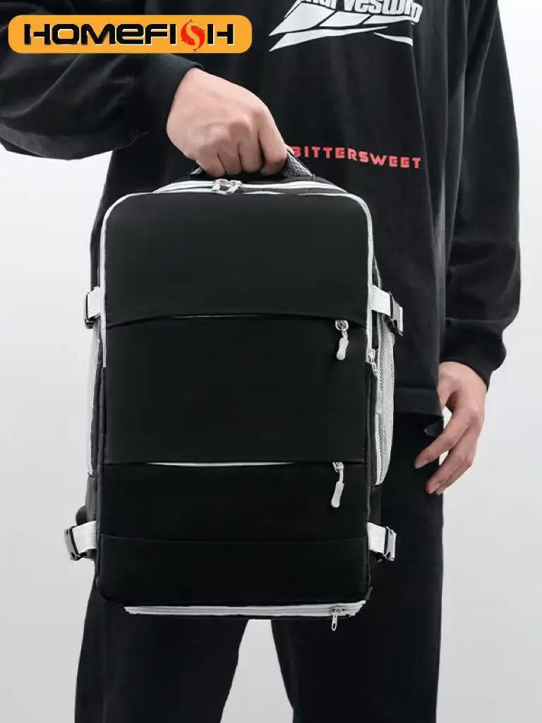 HOMEFISH Casual Anti-Theft Travel Backpack, Waterproof Large Capacity Backpack with USB Charging Port and Luggage Strap