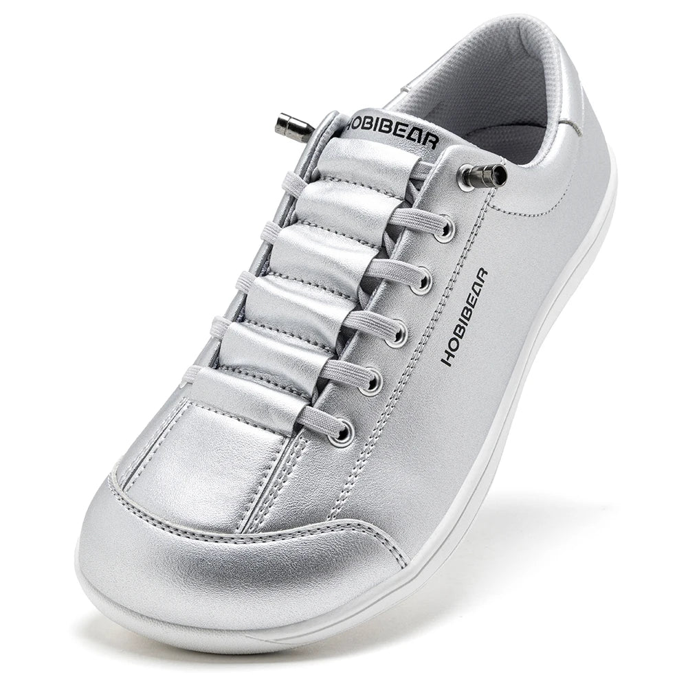 HOBIBEAR Unisex Barefoot Wide Toe Shoes Women Men Artificial Leather Minimalist Sneakers Adjustable Slip On Walking Shoes