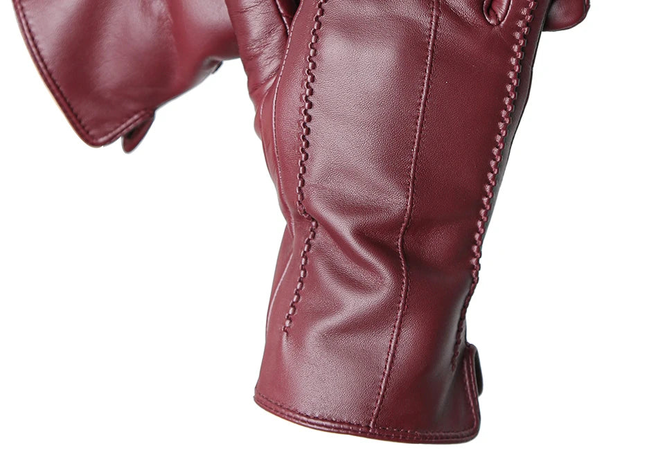 Women's sheepskin gloves winter warm plus velvet short thin touch screen driving color women's leather gloves good quality -2226