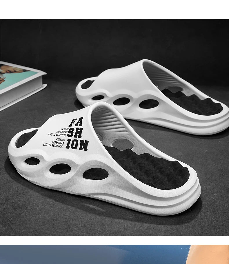 Men Fashion Massage Slippers Indoor/Outdoor Sandals Beach Flip Flop Thick Sole Male Slides Summer Non-Slip Men Shower Slippers - Shoppiline