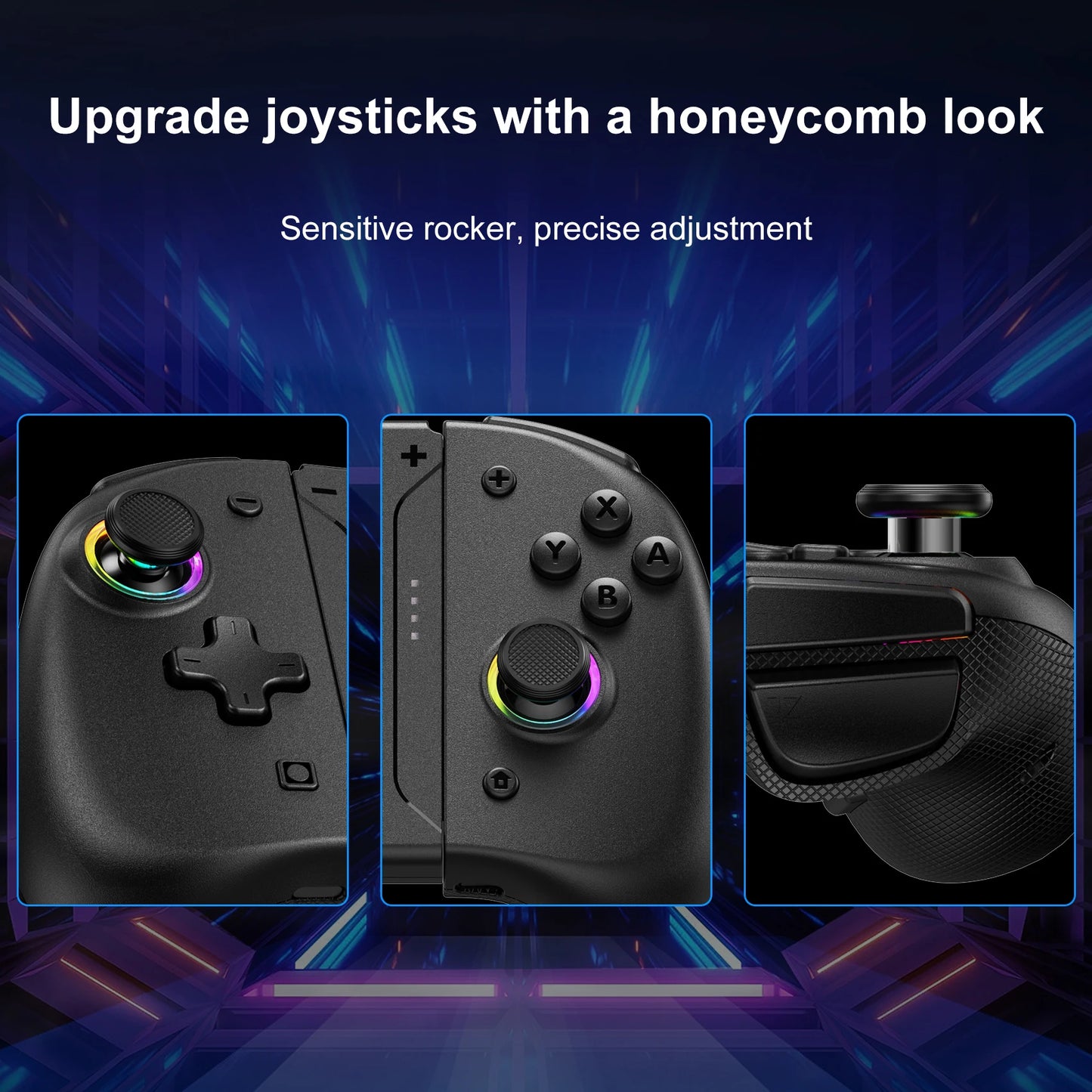 Manette sans fil LinYuvo KS37 Meteor Light pour Switch/Switch OLED, avec fonctions programmables, gyroscope 6 axes, Turbo et vibration
