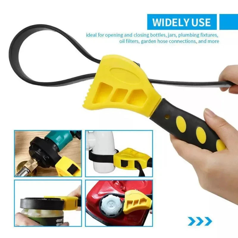 6 Inch Adjustable Rubber Strap Wrench Multifunctional Oil Filter Jar Pipe Opening Wrench