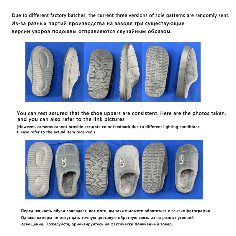 Big Size 50 51 Winter Slippers Women Men Thick Sole Indoor Home Warm Couples Shoes Non-Slip Flat Platform Women's Cotton Slipper