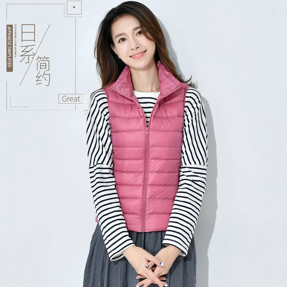 New 2026 Women Women Ultra Light Down Vests Slim Sleeveless Jacket Portable Girl Lightweight Windproof Waistcoat