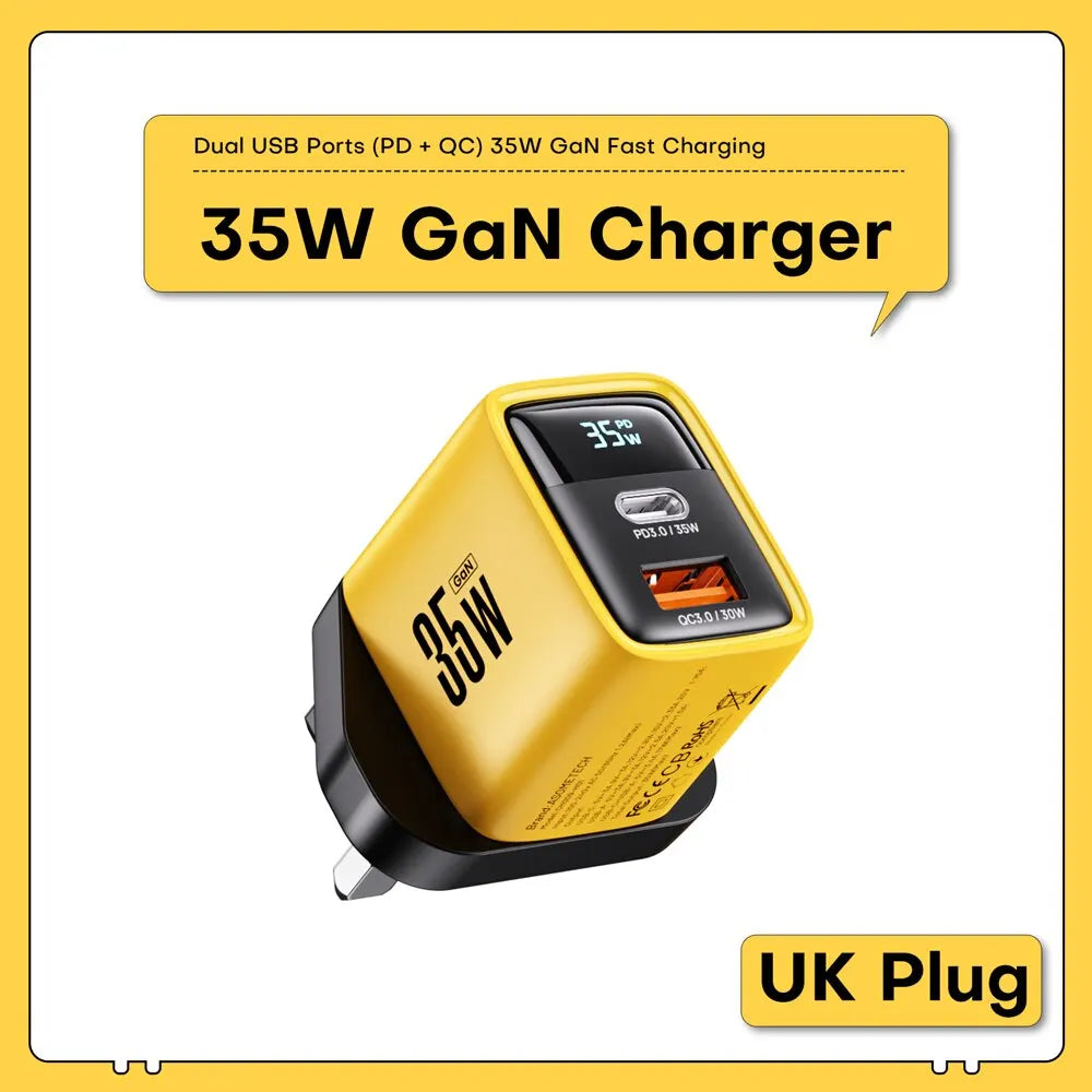 ASOMETECH 35W GaN Charger LED Display QC3.0 30W 25W PD PPS Quick Charge USB Type C Charger For iPhone 14 Pro Samsung S23 Xiaomi - Shoppiline