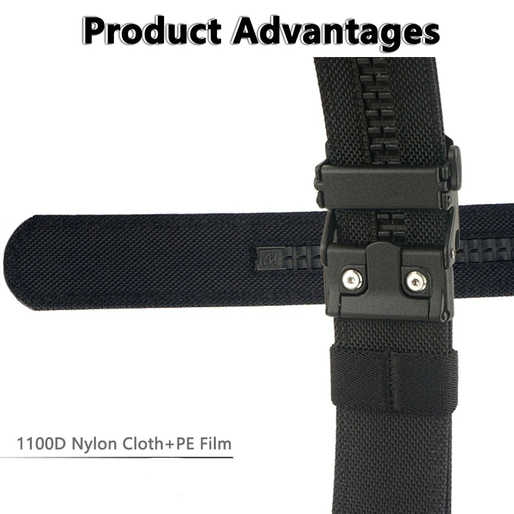 TUSHI Belt Hard Tactical Belt for Men Metal Automatic Buckle IPSC Gun Belt 1100D Nylon Military Belt Outdoor Sports Girdle Male