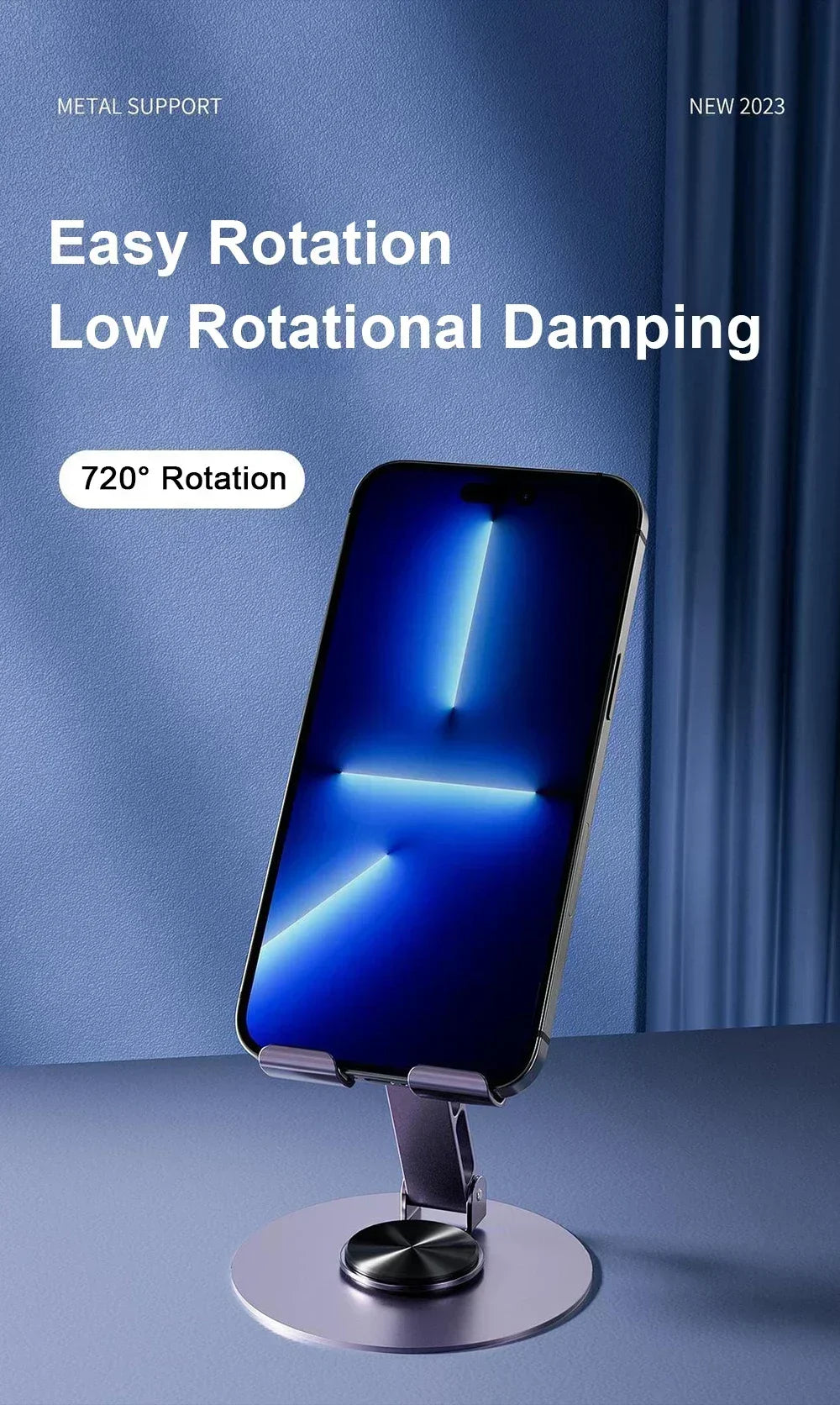 Adjustable Folding 720° Rotating Aluminum Alloy Tablet Holder Portable Stand for iPad Mobile Phone Desktop Live Mount