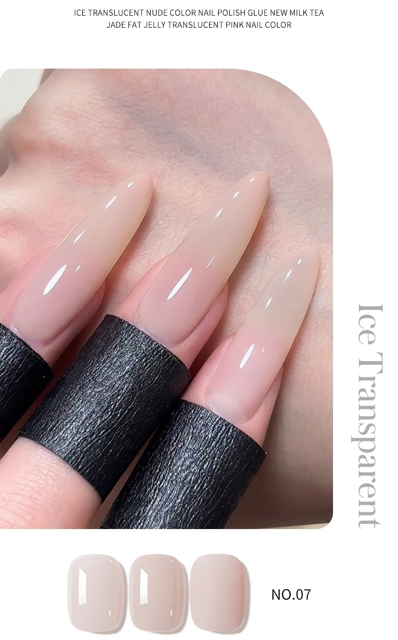 Lot de 1/6 vernis à ongles semi-permanents, 15 ml, effet gelée glacée, UV/LED – kit, sans formaldéhyde. Ovale, brillant. Idéal pour salon et DIY.