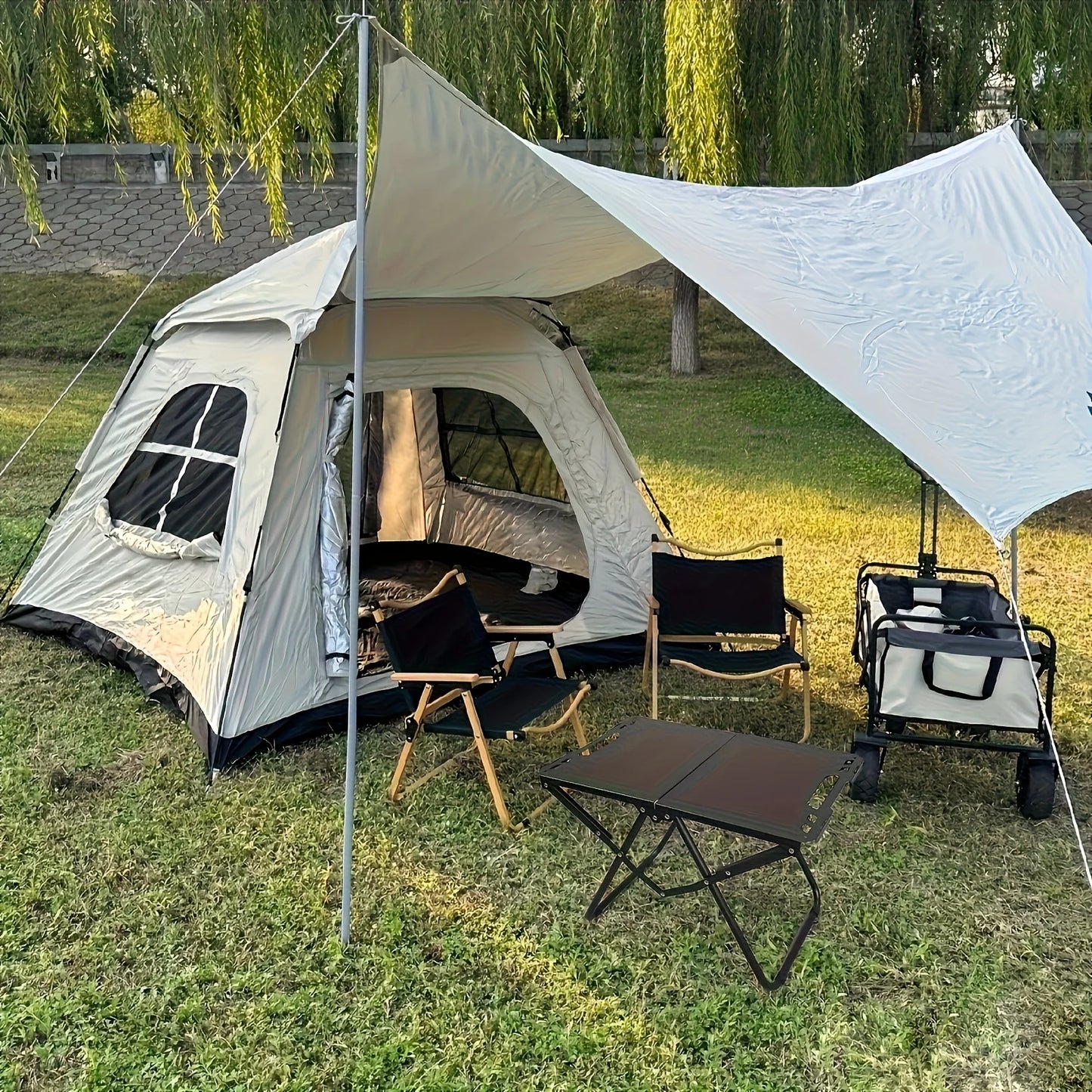 Leichter tragbarer Klapp-Campingtisch aus Karbonstahl - Mehrzweck-Grill- & Picknicktisch für Outdoor-Reisen, Wandern & Camping