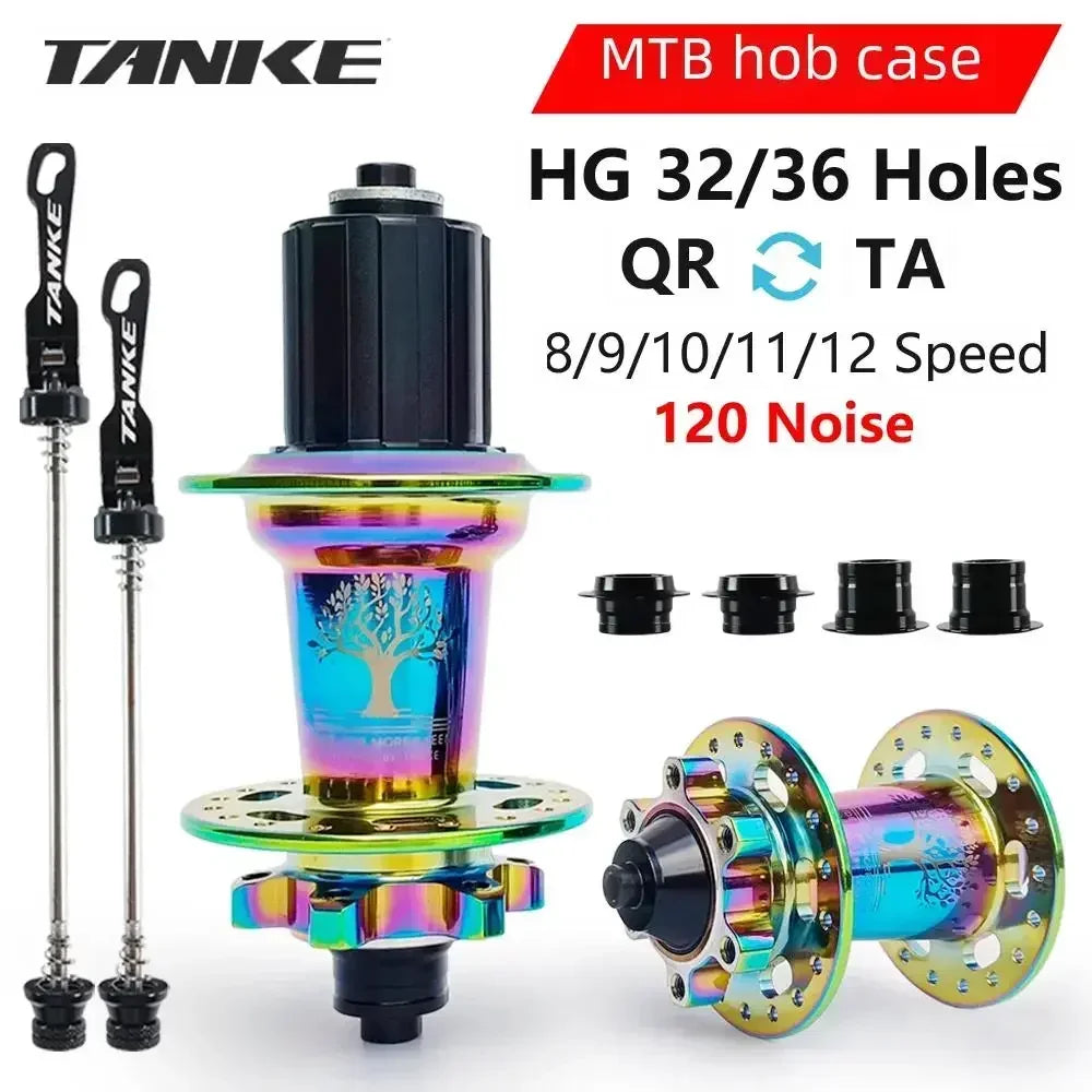 TANKE 120 Click Hub 6 Bearing MTB Mountain Bike Front Rear Thru HG 28 32 36 Holes Disc Brake Bicycle Hubs 8 9 10 11 12 Speed