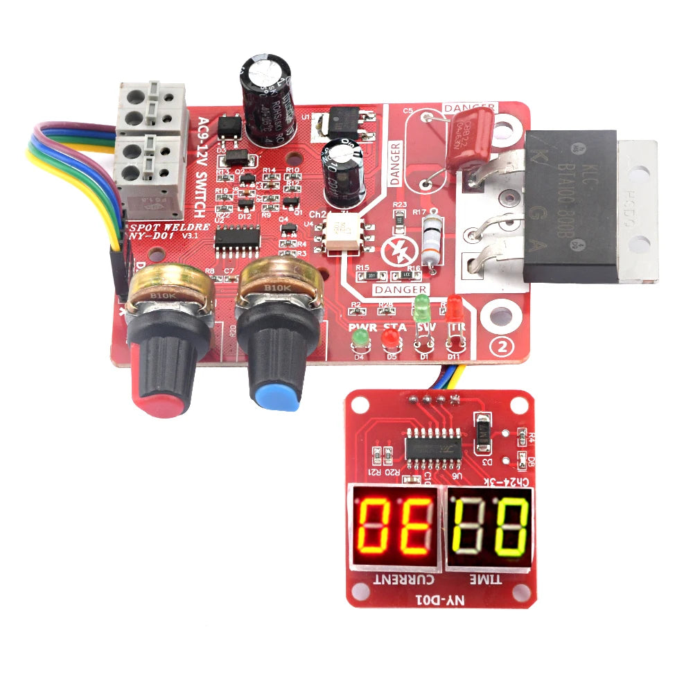 AC9-12V DIY NY-D01 Control Board 40A/100A Spot Welding Machine Control Board Welder Panel Adjust Time Current Digital Display - Shoppiline