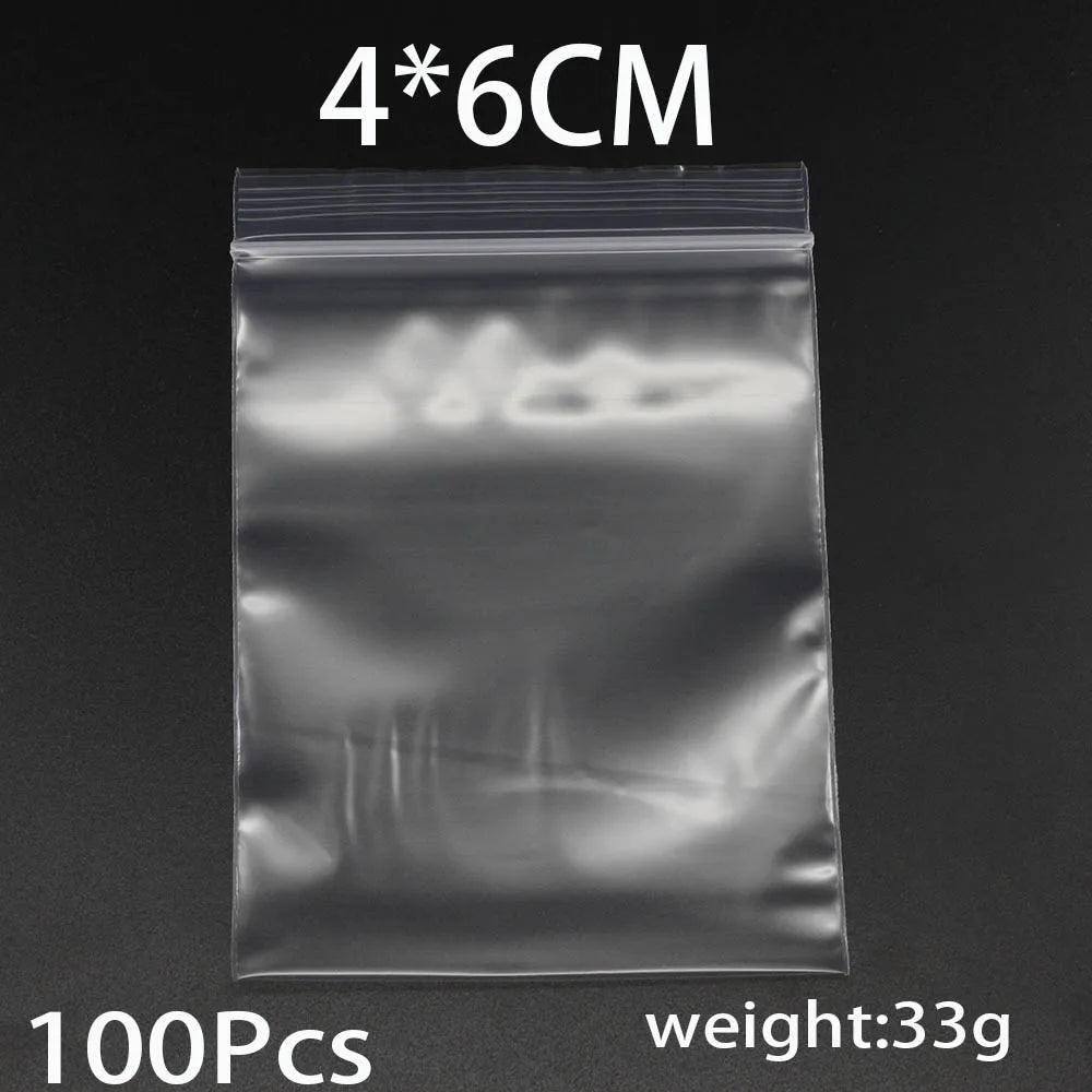 30-100pcs/bag 4*6/5*7/6*8/7*10/8*12cm Zipped Lock Reclosable Plastic Poly Clear Bags Bulk Jewelry Craft Accessory Packaging