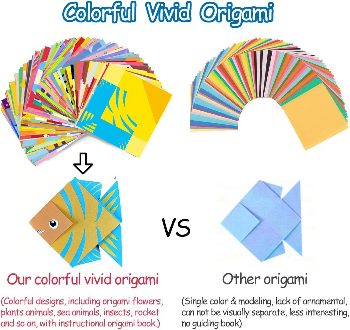 Origami Kit with 30/96 Sheets Paper & Guide Book, DIY Craft Art for Beginners kids，Multiple difficulty level challenges