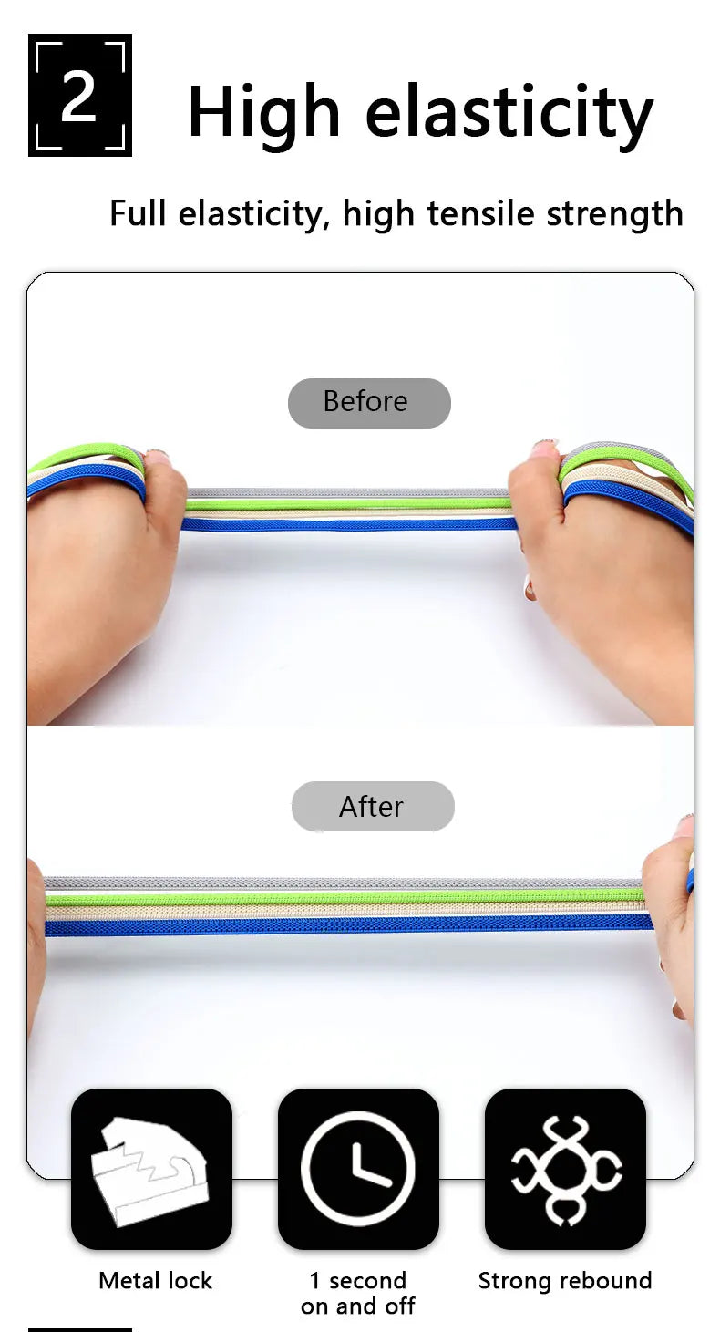 Gummiband-Schnürsenkel ohne Binden, Einheitsgröße für Erwachsene und Kinder, Sportschuh-Schnürsenkel, schnürsenkellos, flach, dehnbar