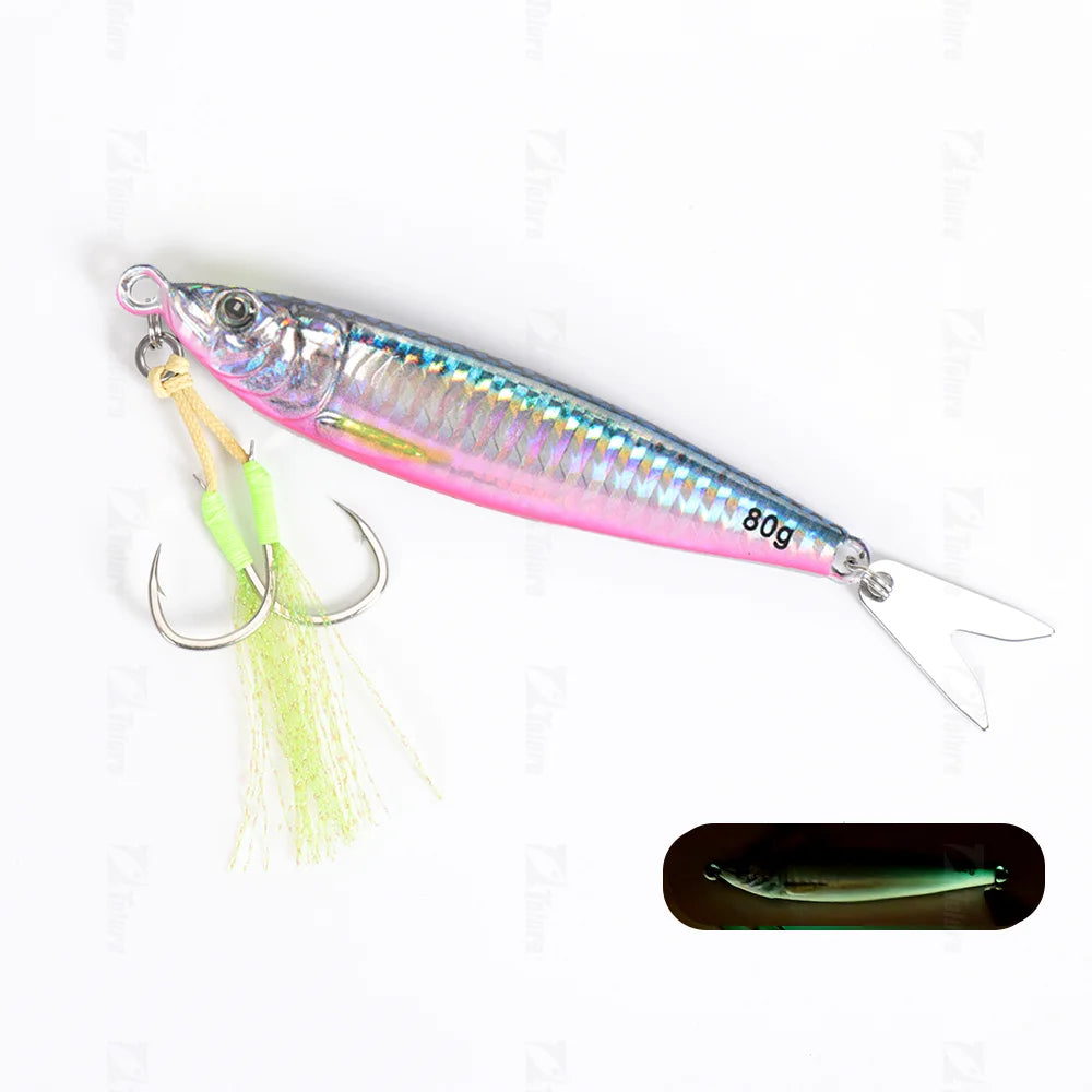 TOLU 2024 NEW 3D Printed Fast Sinking Metal Jig Lure 20g-130g With Spool Saltwater Shore Casting Fishing Lure Vertical Metal Jig