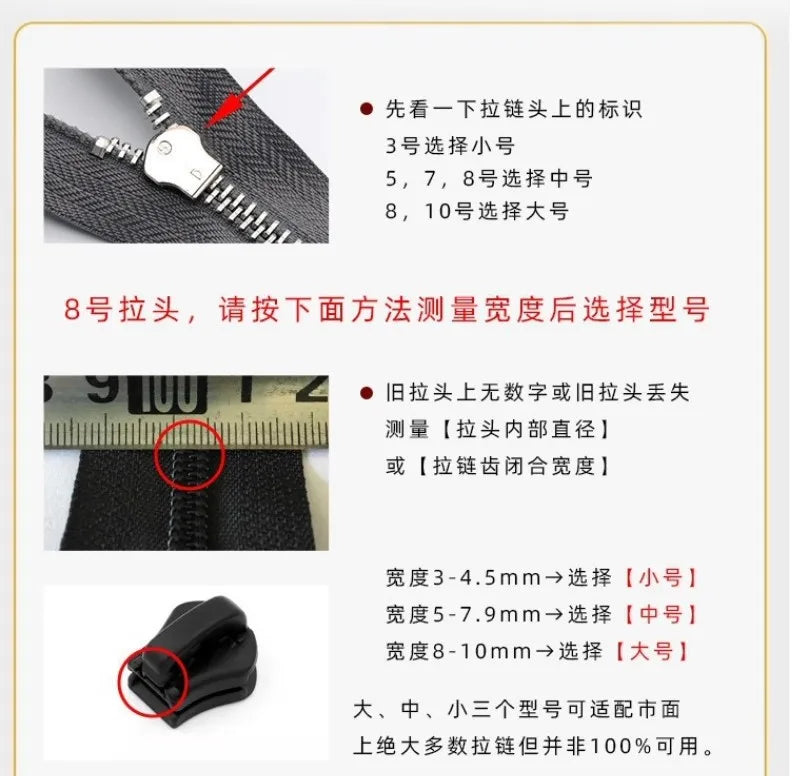 6/3pc Universal Zipper Lock Head Quick Installation Detachable Zipper Head for Jackets Luggage Bags Replacing Slider Lock Repair