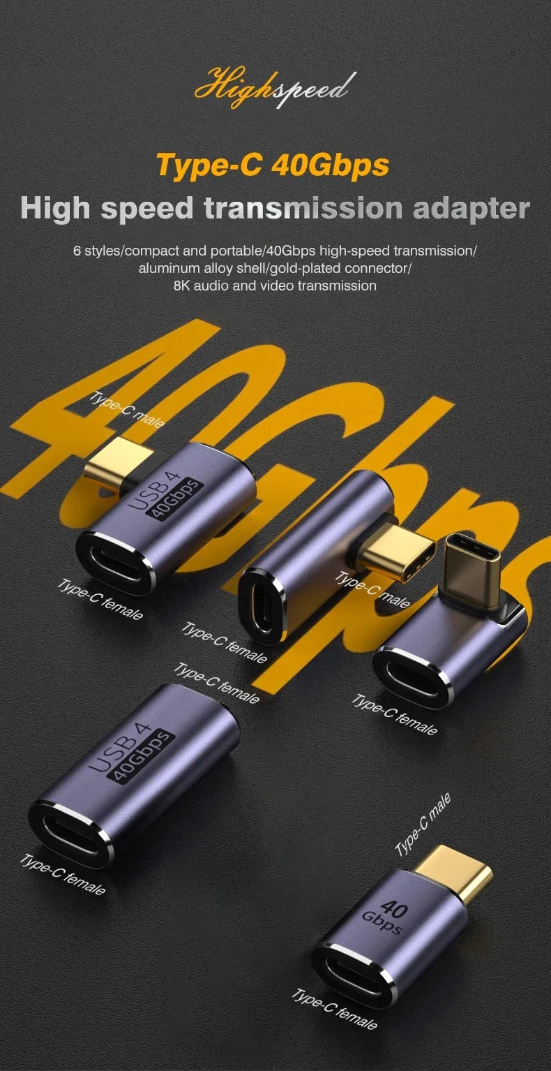 TYPE C Connector 4K OTG Plug 100W 40Gbps Data Transfer Ultra Fast Charging USB C USB3.1 Support 8K Adapter Extension