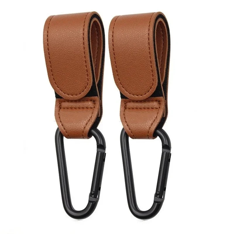 1/2pcs PU Leather Baby Bag Stroller Hook Pram Cart Organizer 360 Degree Rotatable Hook High-quality Crochet Stroller Accessories