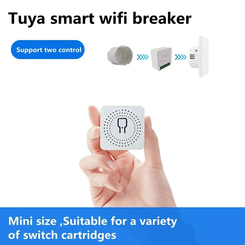 16A Tuya Smart WiFi Switch 2-Way control DIY Switch Circuit Breaker Module App Voice Control Alexa Google Smart Home Automation