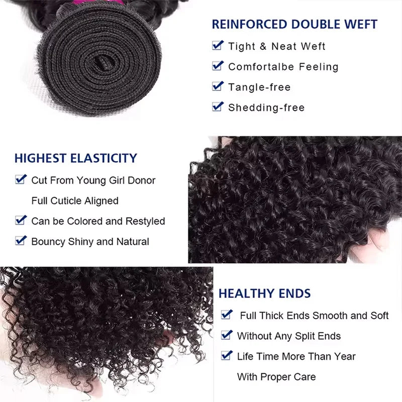 12A 10-38 Inch Natural Color Jerry Curly Human Hair Bundles And Weaves Unprocessed Brazilian Human Hair Weave Bundles 1/3/4PCS Raw Hair Bundles Weave Extensions Hair Extensions Materials For Women Natural Black Soft And Silky