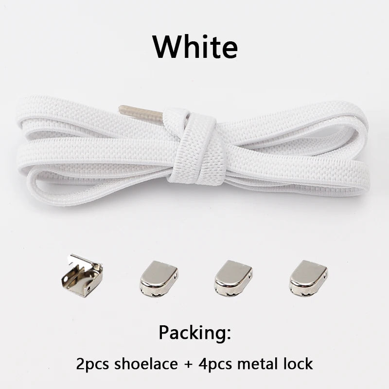 1 Paar Schnürsenkel ohne Binden, Metallschnallen, elastisch für Sneaker, Einheitsgröße für Erwachsene und Kinder, Schnell-Schnürsenkel, Lazy Sport Gummischnürsenkel
