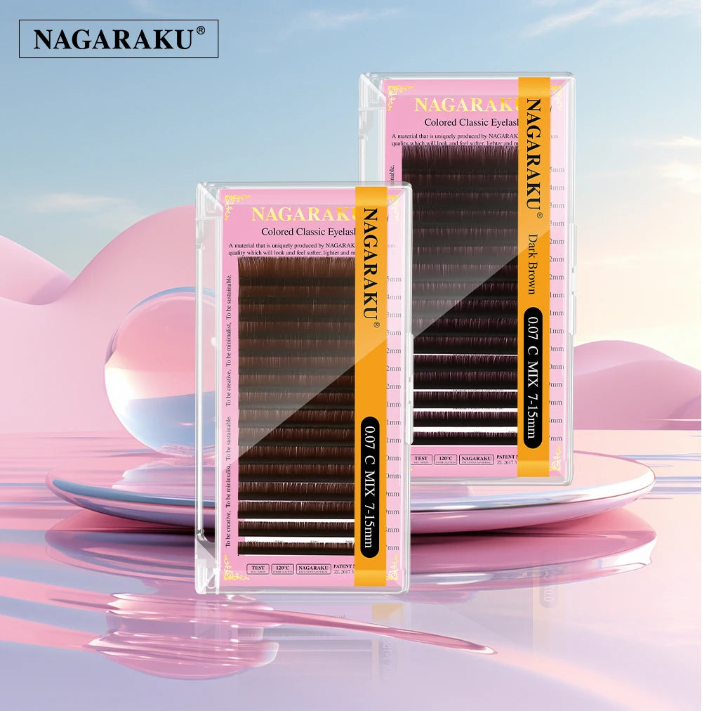 NAGARAKU Brown Eyelash Extension Maquillaje Makeup Individual Eyelashes High Quality Soft Natural Synthetic Mink 16 Lines