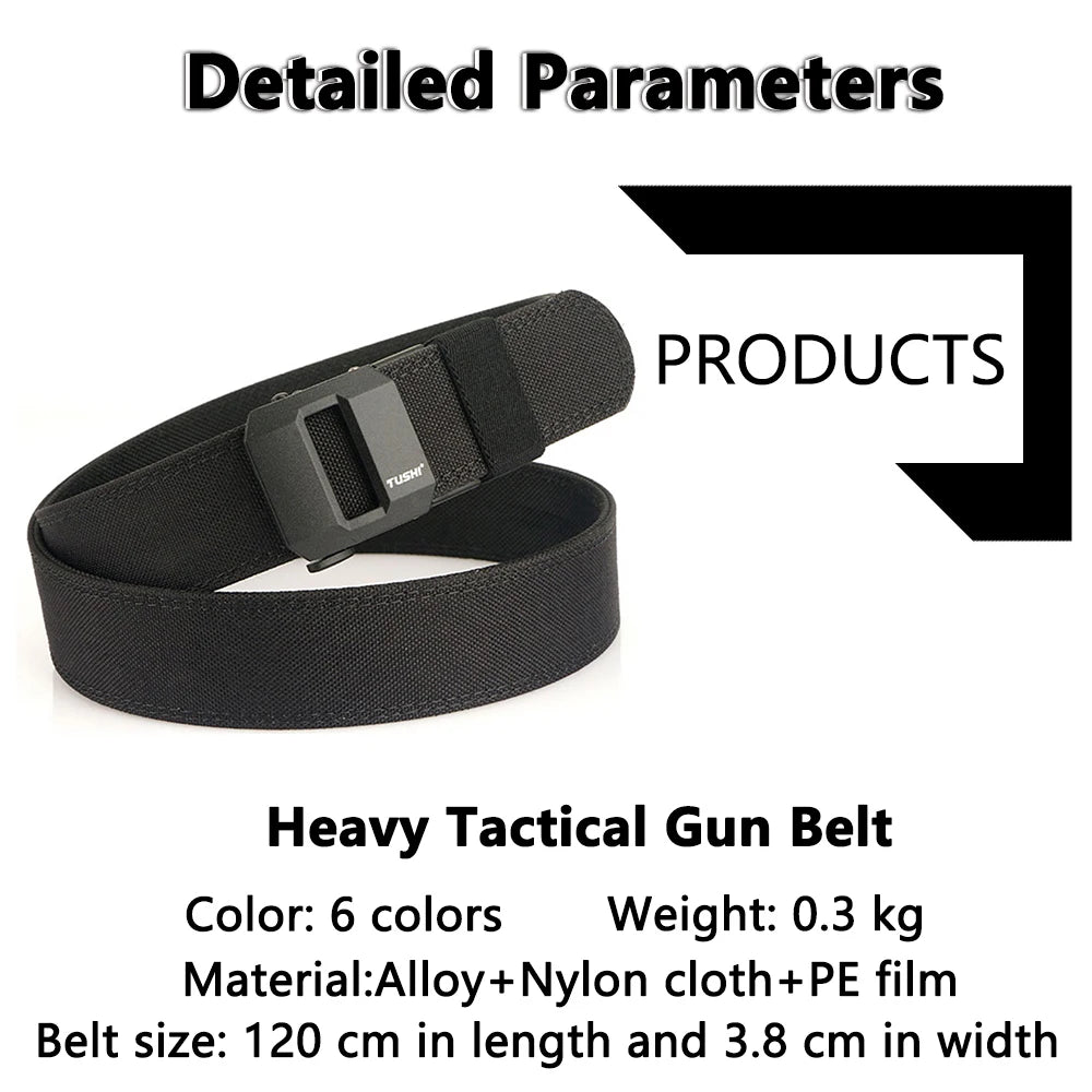 TUSHI Belt Hard Tactical Belt for Men Metal Automatic Buckle IPSC Gun Belt 1100D Nylon Military Belt Outdoor Sports Girdle Male