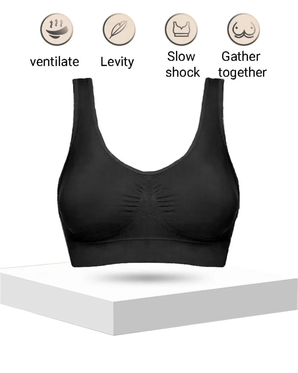 Soutien-gorge sans couture pour femme Crop Top Noir Rayures Verticales Soutien-gorge de sport respirant Brassière de fitness Yoga Sous-vêtements Soutien-gorge de sport