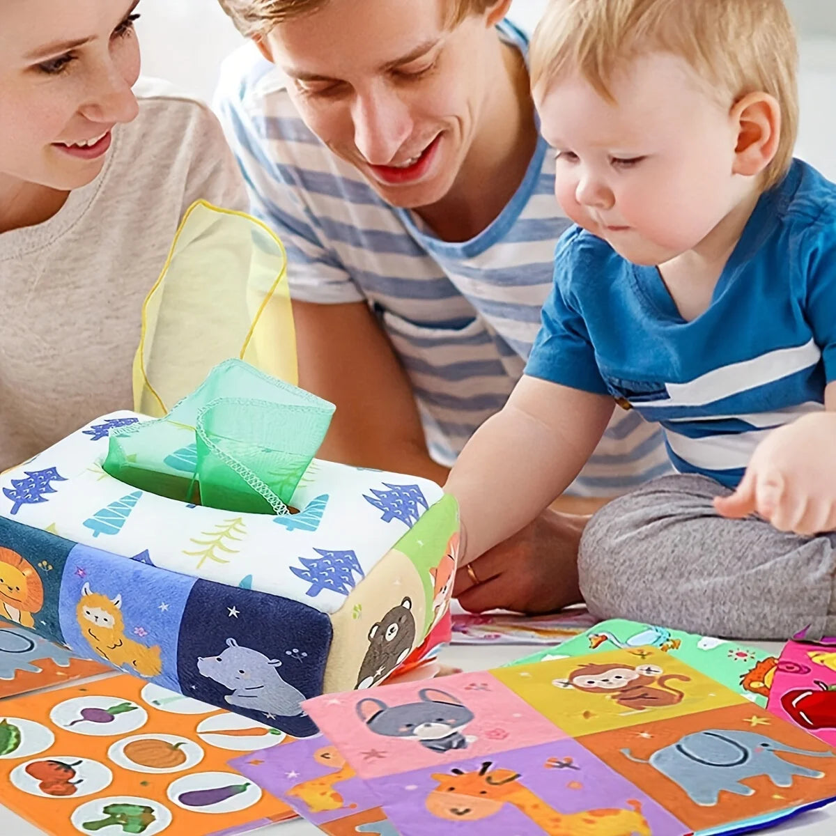 Baby Montessori Spielzeug, Zauber-Tüchertuchbox, pädagogisches Lernspielzeug Sinnesspielzeug für Kinder Fingerübung Busy Board Baby Spiel