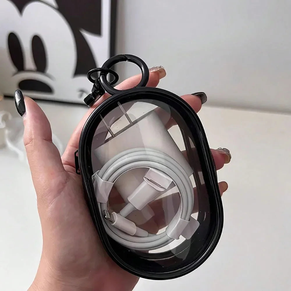 1/2Pcs Transparent Plush Doll Display Organizer Bag with Keychain Portable Protector Box for Dolls Earphone Case Outdoor Carry