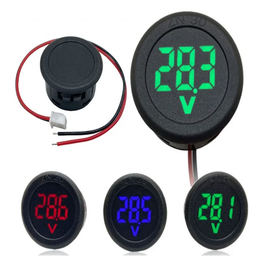 DC4-100V LED Display Circular Two-wire Automotive Voltmeter Digital Car Voltage Current Meter Volt Detector Tester Monitor Panel